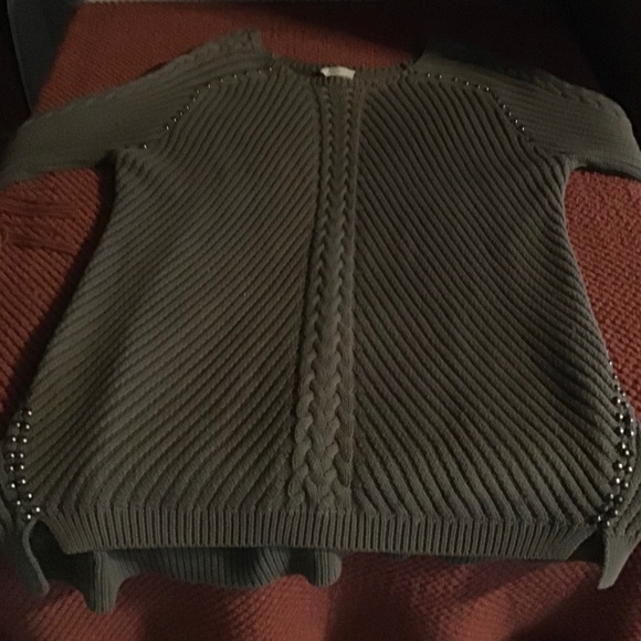 Olive Studded Sweater 1X - Picture 3 of 8